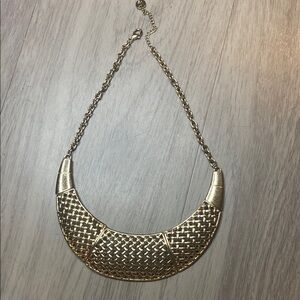 Liz Claiborne Gold Tone Woven Bib Necklace Egyptian Revival Style